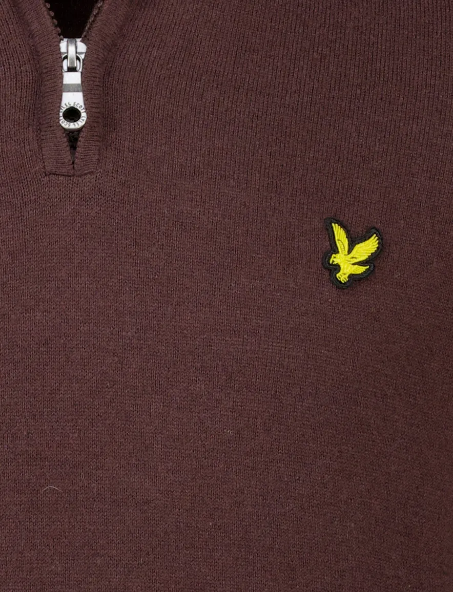 Lyle & Scott trui bruin effen slim fit katoen