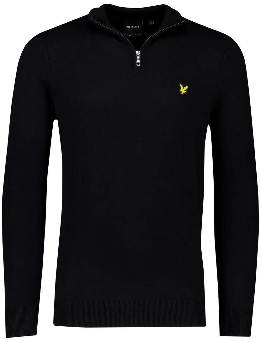 katoenen trui Lyle & Scott zwart effen slim fit