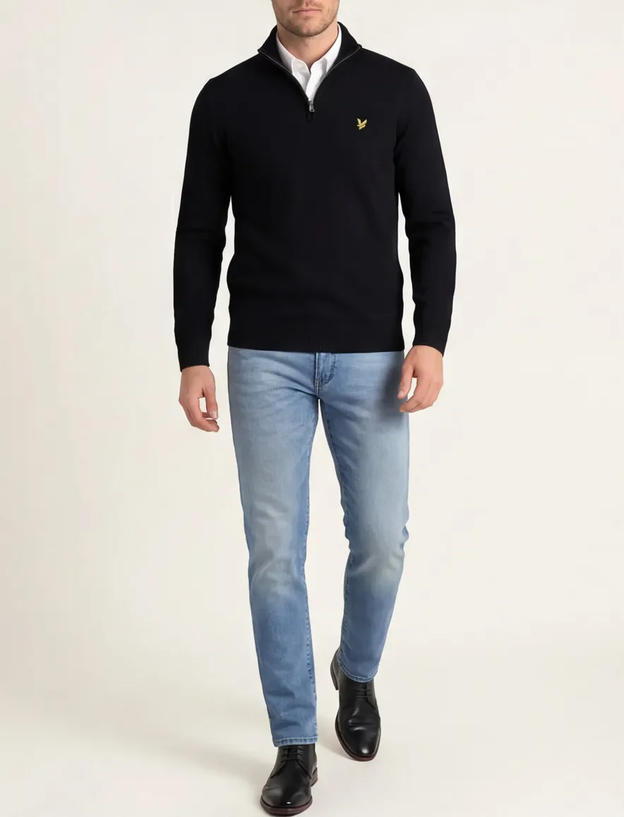 Lyle & Scott trui zwart effen slim fit