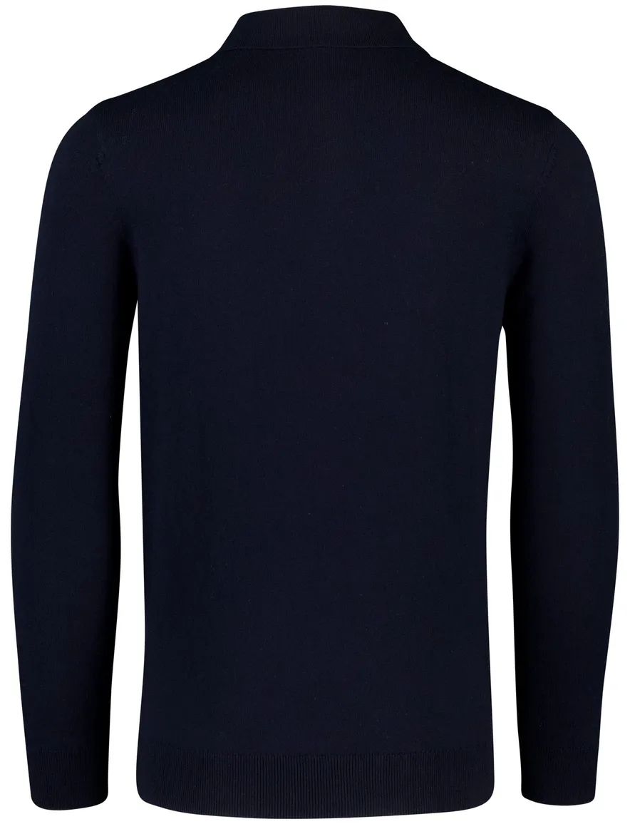 Lyle & Scott trui donkerblauw merinowol polo hals