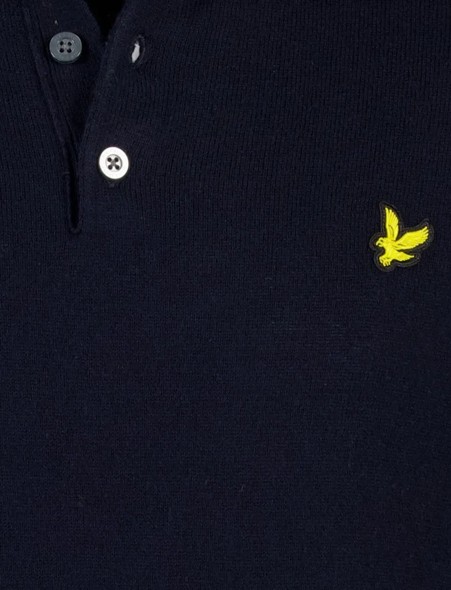 Donkerblauwe lange mouwen polo Lyle & Scott normale fit