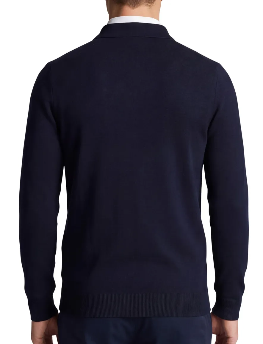 Donkerblauwe lange mouwen polo Lyle & Scott normale fit