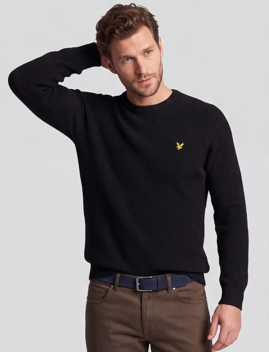 Lyle & Scott trui gebreid zwart katoen