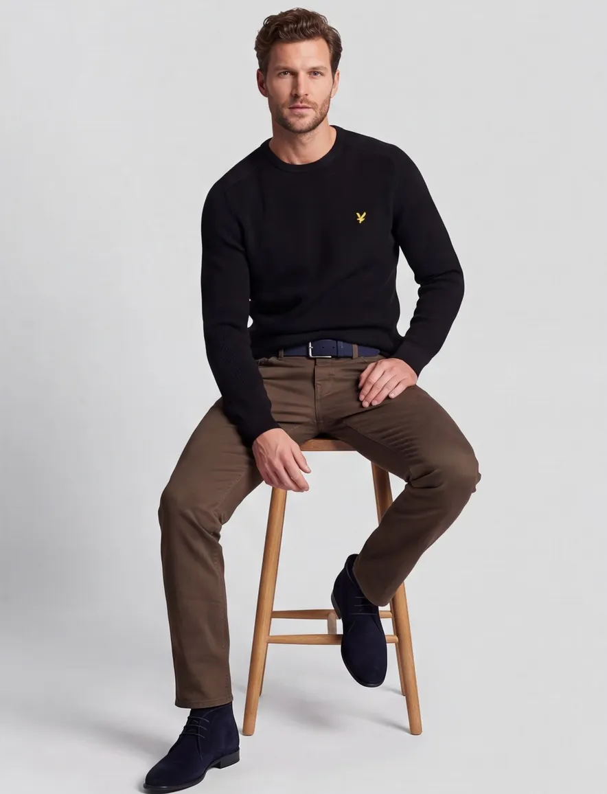 Lyle & Scott trui gebreid zwart katoen