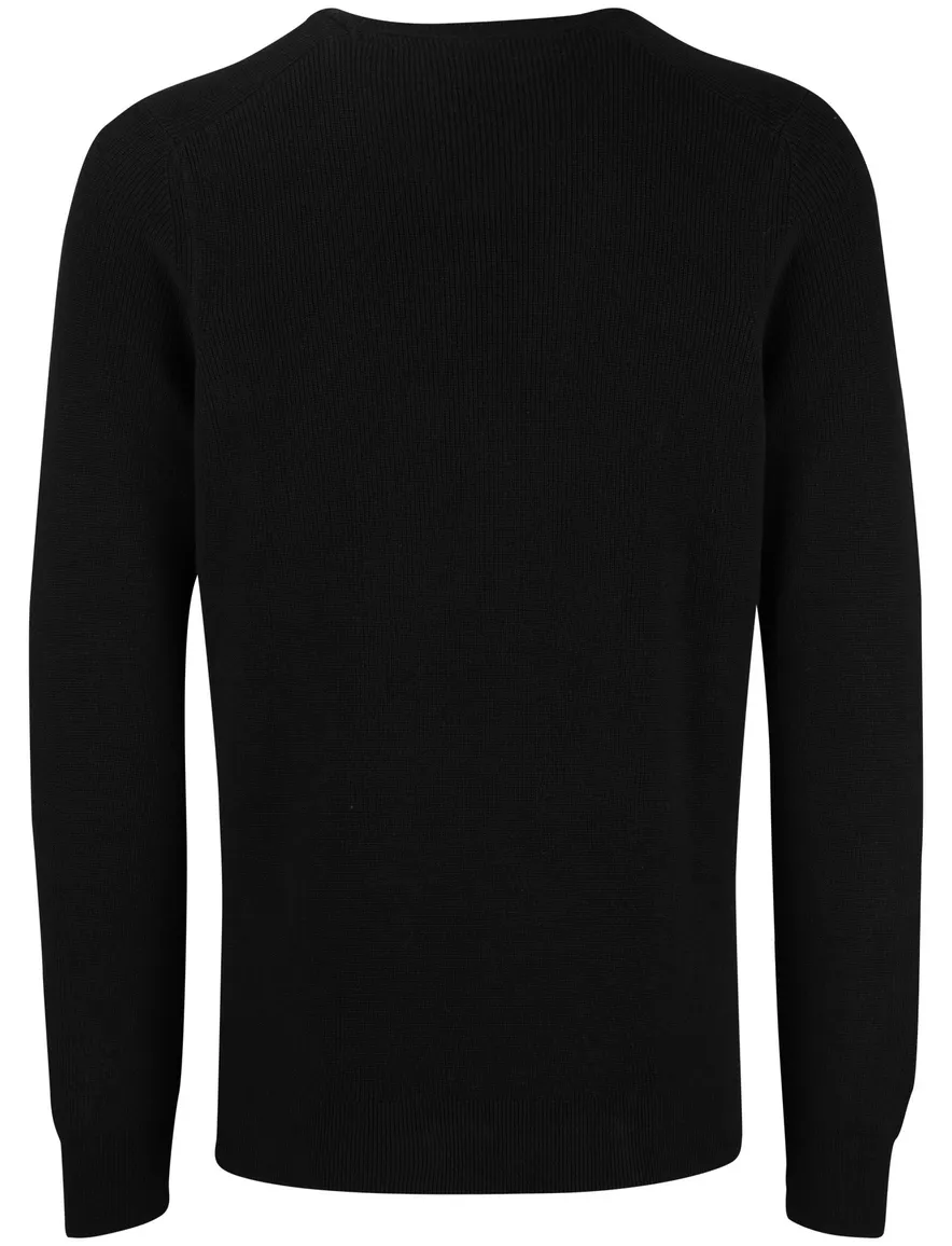 Lyle & Scott trui zwart gebreid katoen slim fit effen