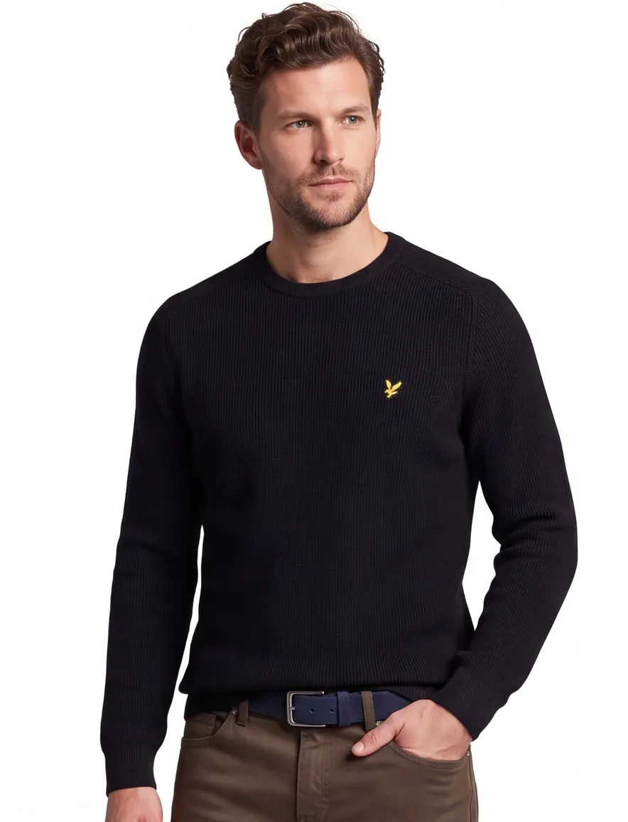 Lyle & Scott trui gebreid zwart katoen