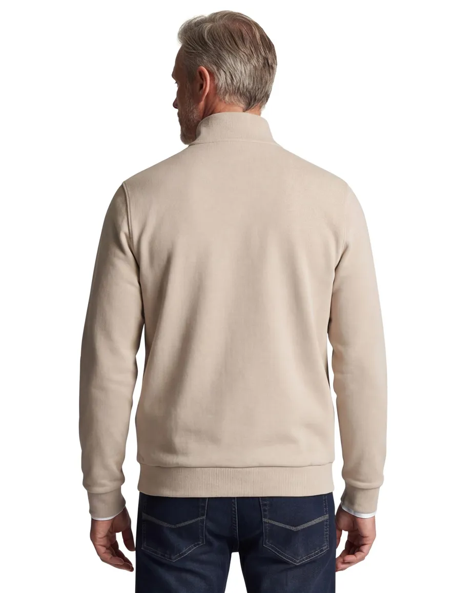 Lyle & Scott half zip trui beige normale fit