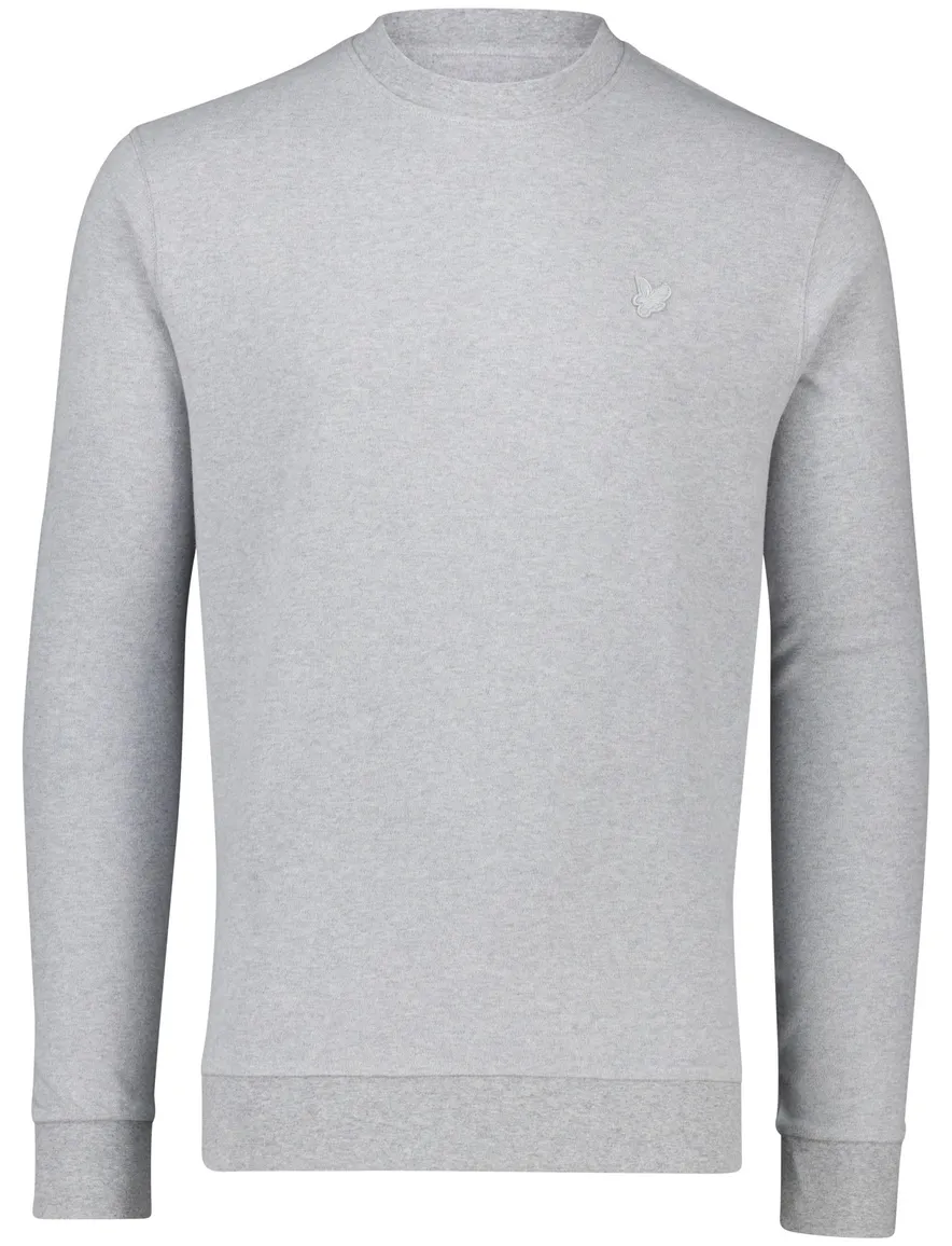 Lyle & Scott sweater grijs katoen ronde hals gemêleerd