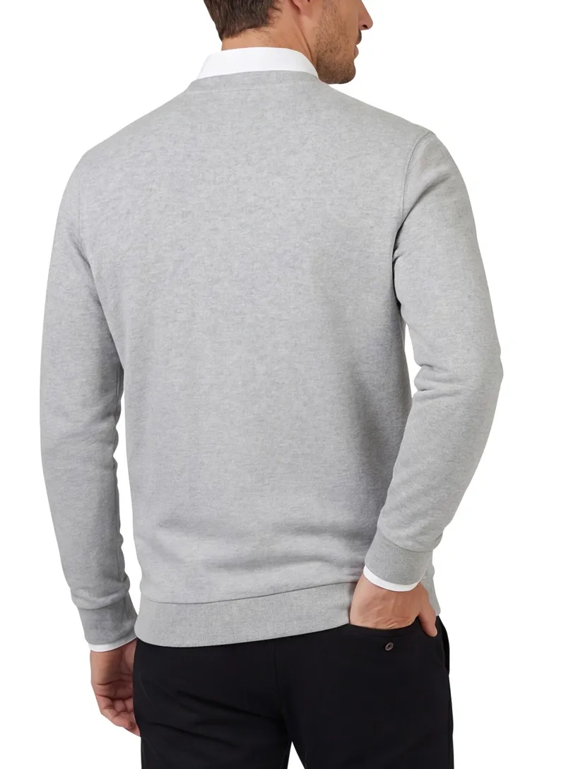Lyle & Scott sweater grijs katoen ronde hals met boord