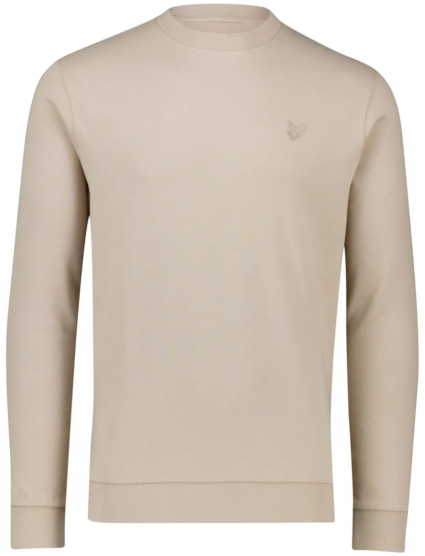 Lyle & Scott sweater beige effen ronde hals katoen boord