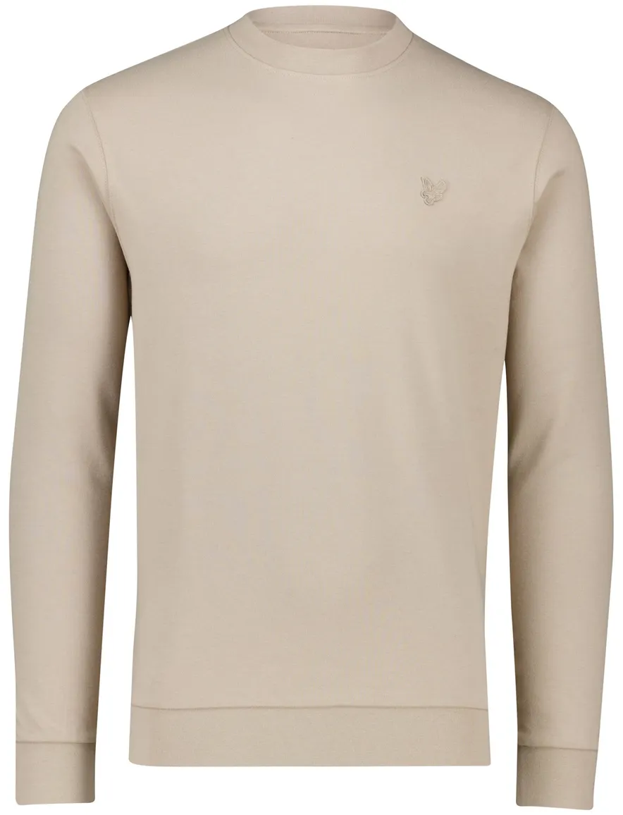 Lyle & Scott sweater beige effen ronde hals katoen lange mouw