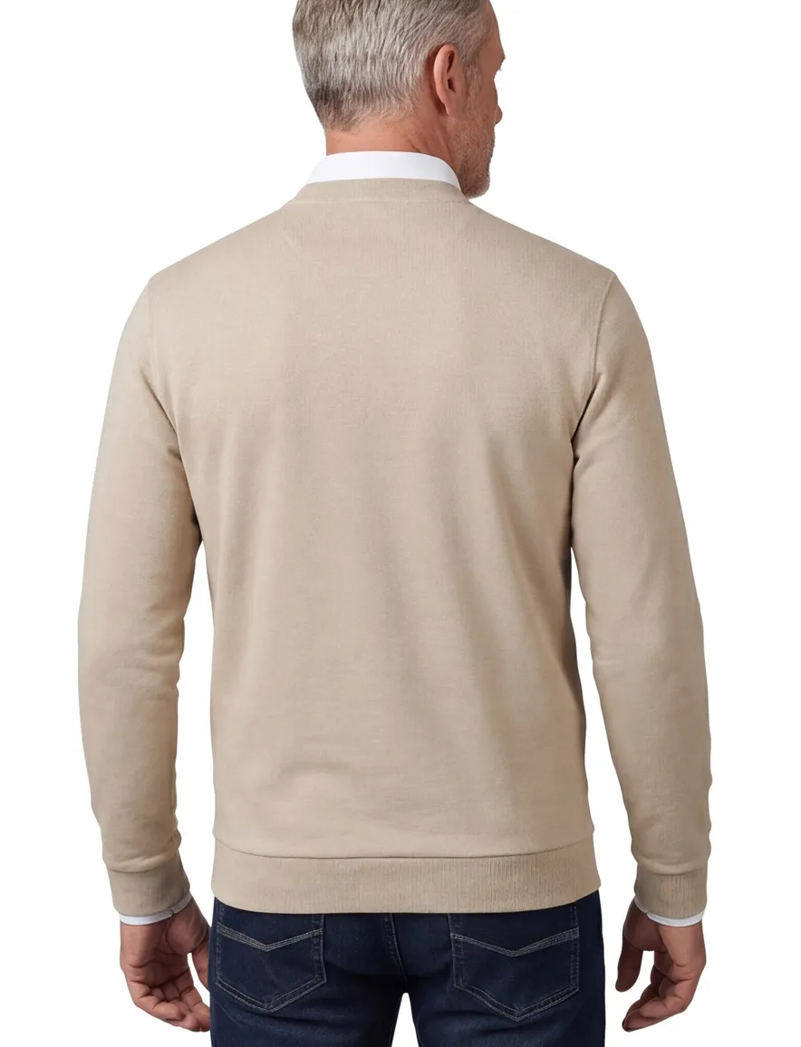 Lyle & Scott sweater beige effen ronde hals katoen lange mouw