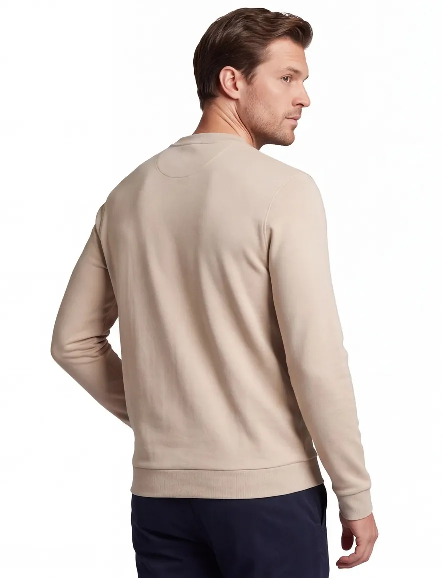 Lyle & Scott sweater beige effen ronde hals katoen