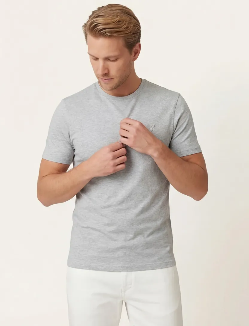 Lyle & scott t-shirt grijs katoen effen