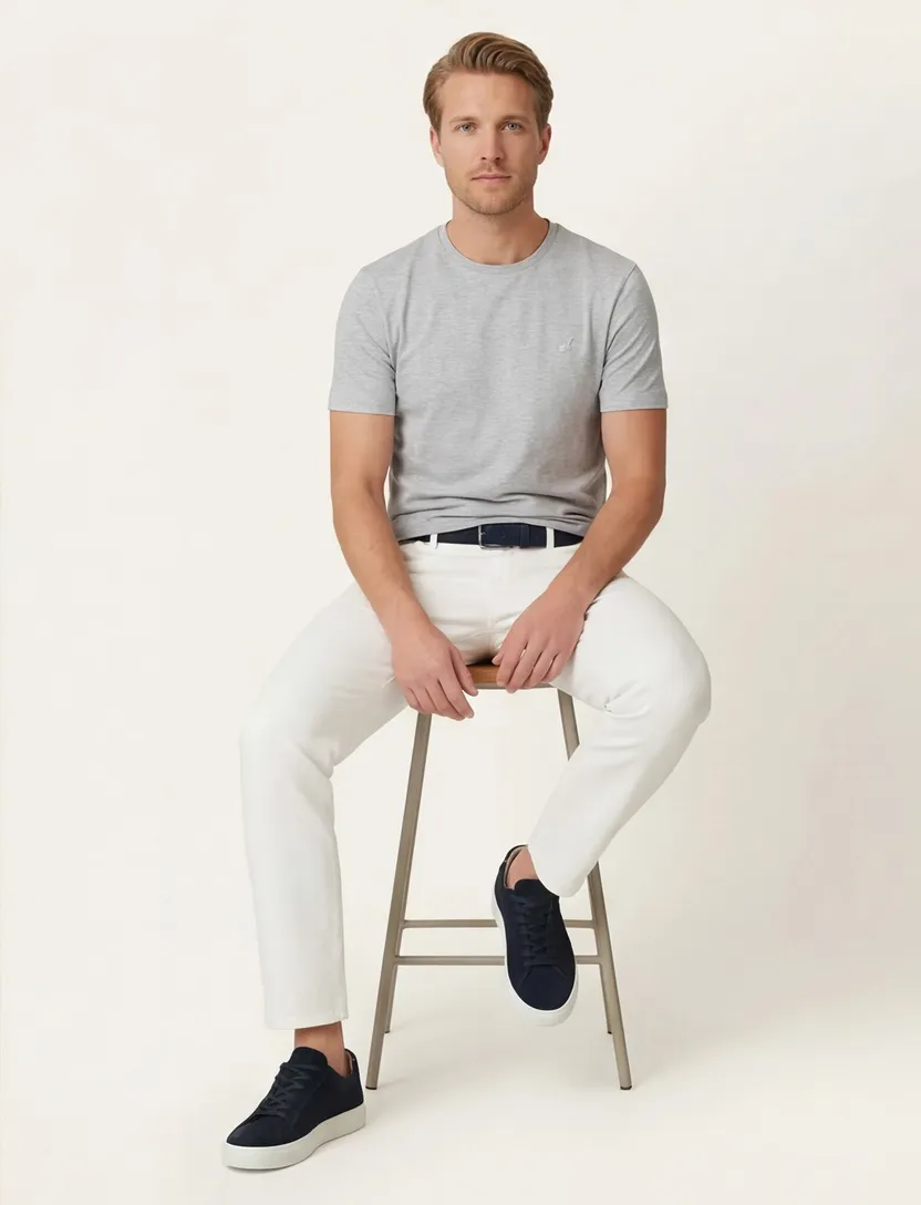 Lyle & scott t-shirt grijs katoen effen