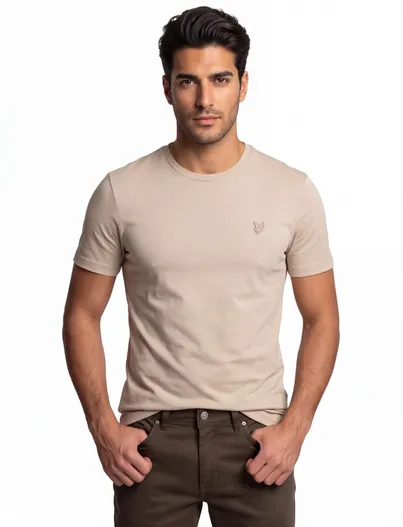 Lyle & Scott t-shirt Lyle & scott beige effen katoen