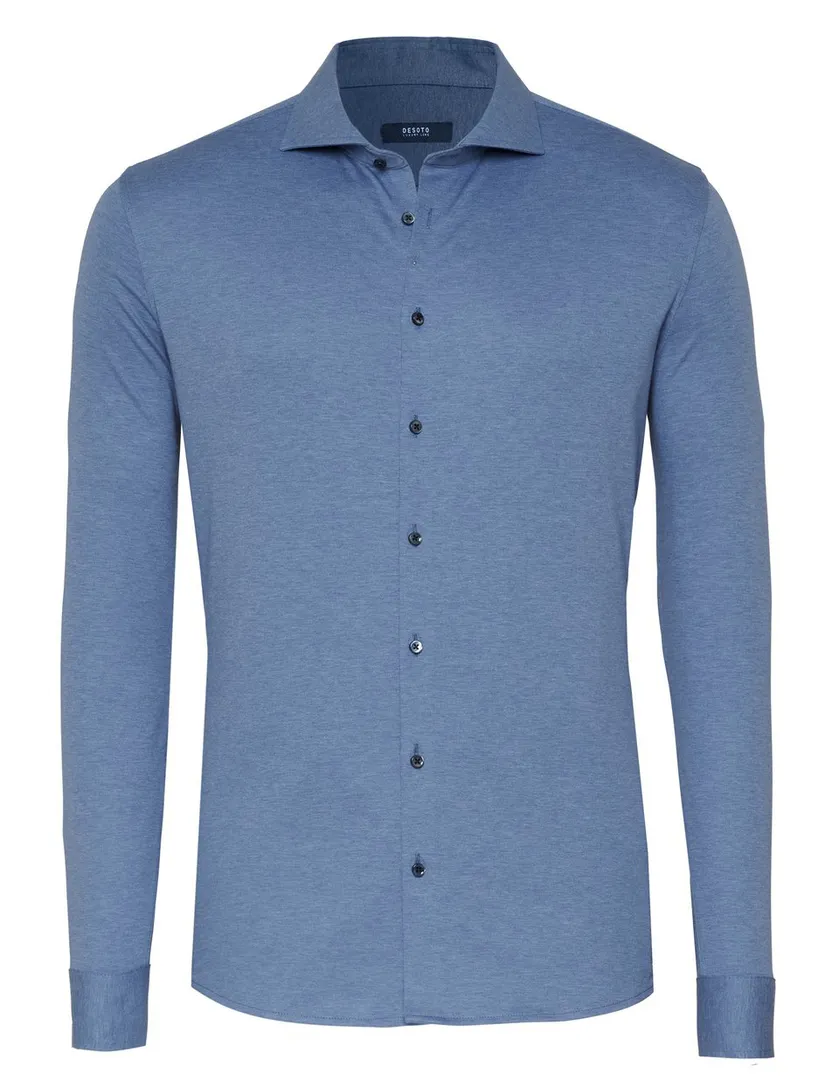 Desoto Luxury Hai overhemd slim fit blauw semi-wide collar