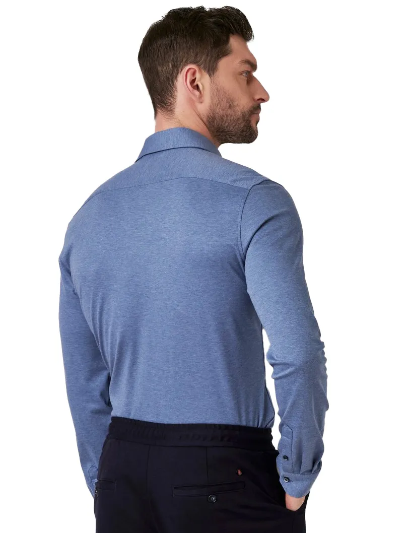 Desoto Luxury Hai overhemd slim fit blauw gemêleerd