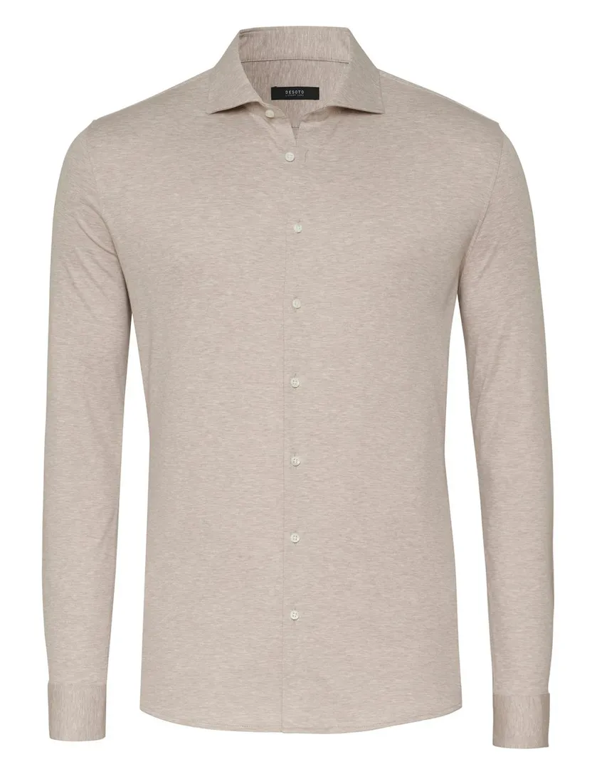 Desoto Luxury Hai overhemd beige katoen semi-wide collar
