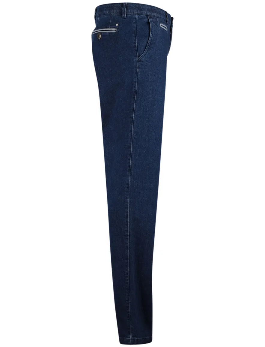 Com4 katoenen chino denim blauw