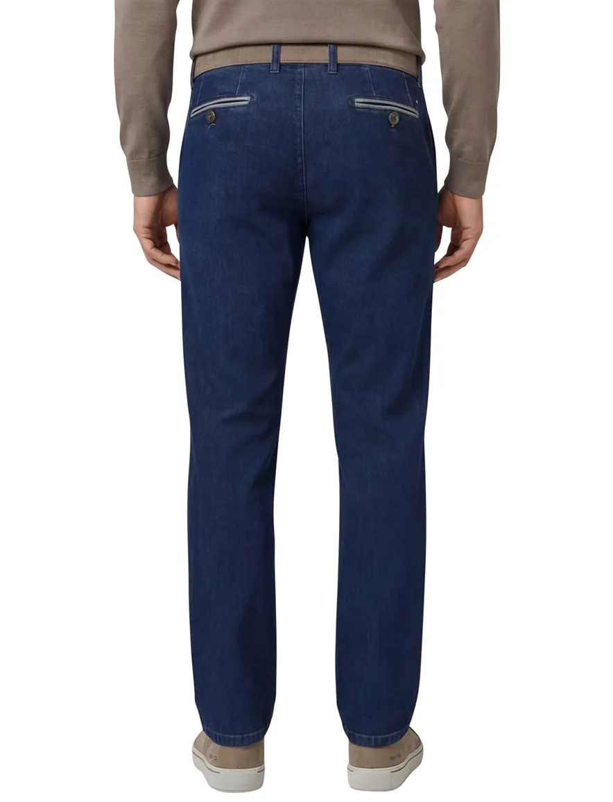Com4 katoenen chino denim blauw