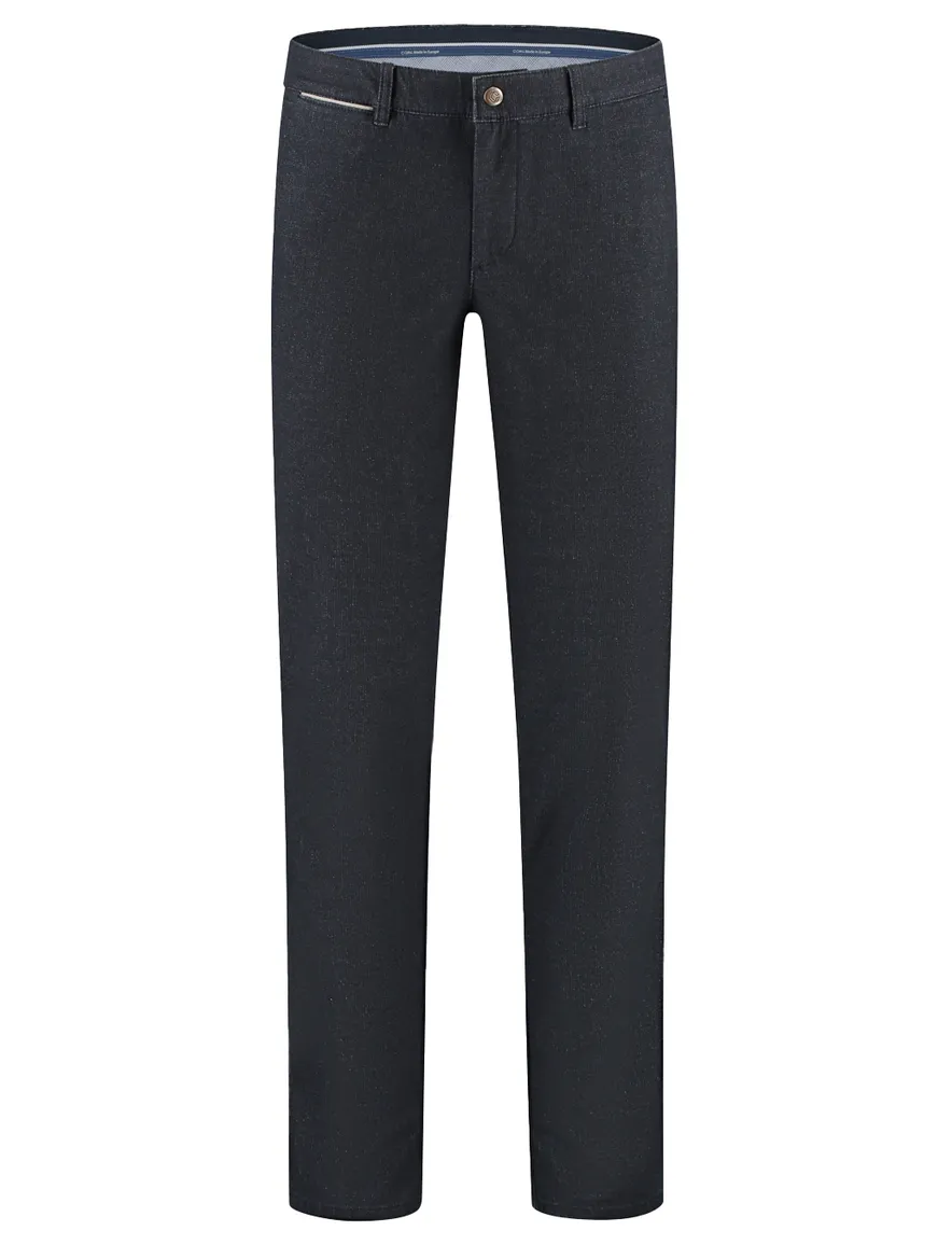 Com4 pantalon chino effen donkerblauw normale fit katoen