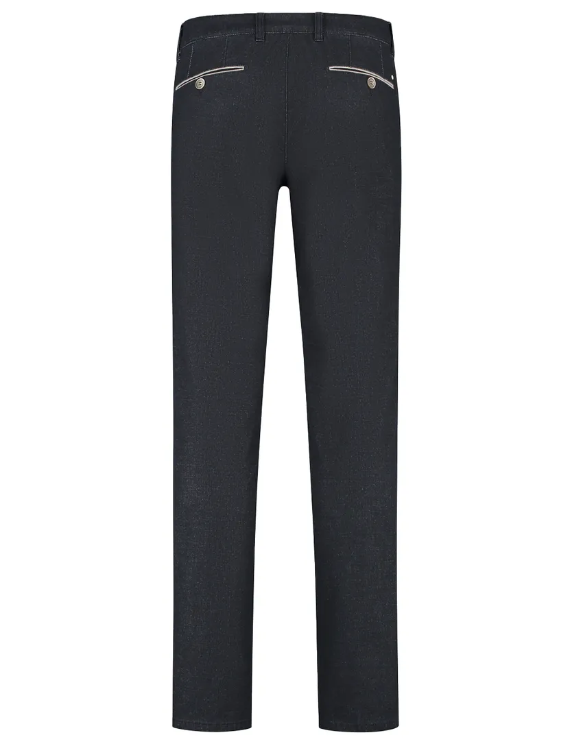 Com4 pantalon chino effen donkerblauw katoen normale fit