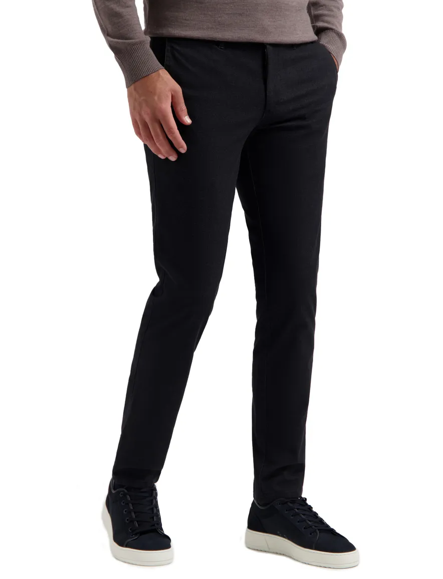 Com4 pantalon chino effen donkerblauw normale fit katoen