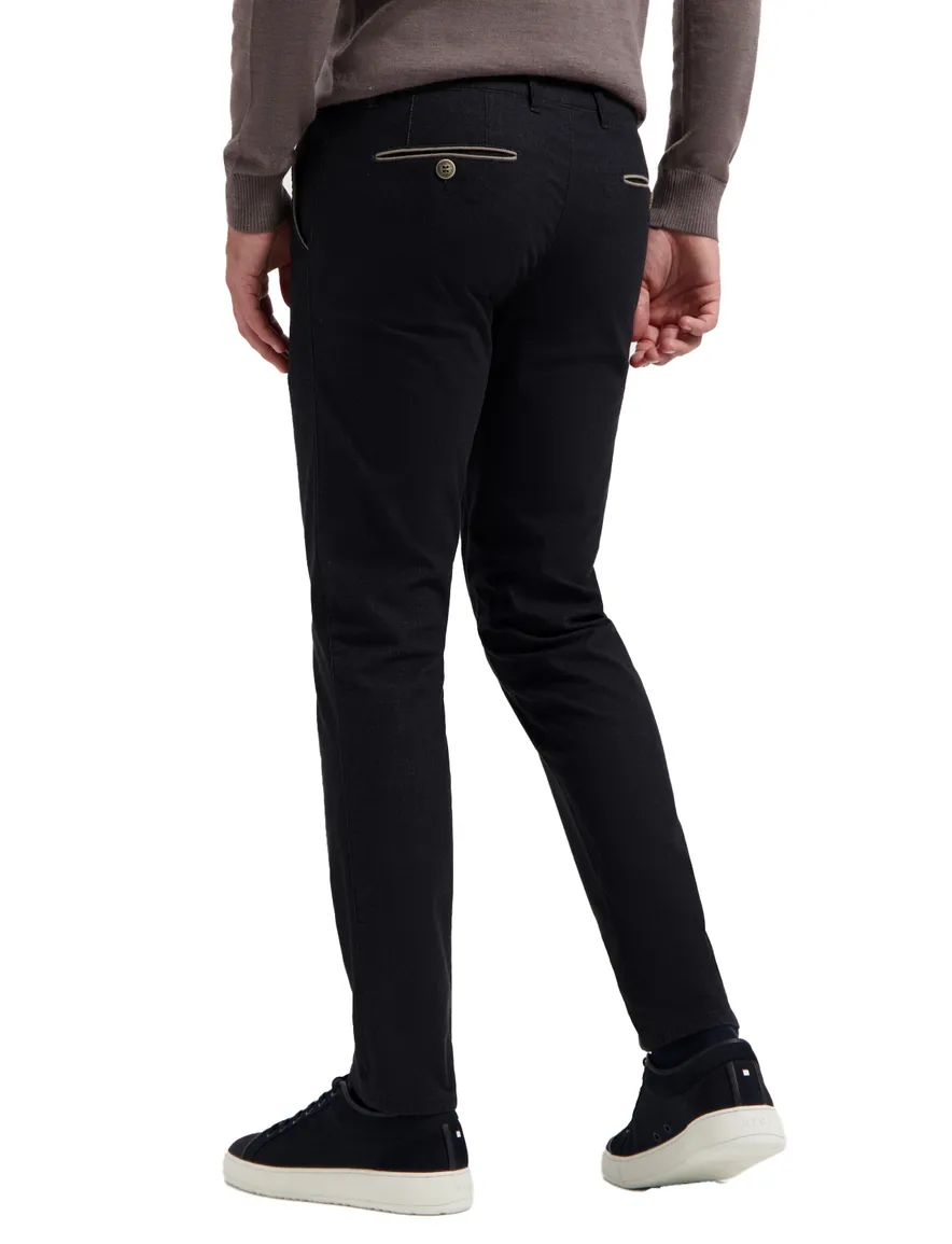 Com4 pantalon chino effen donkerblauw normale fit katoen