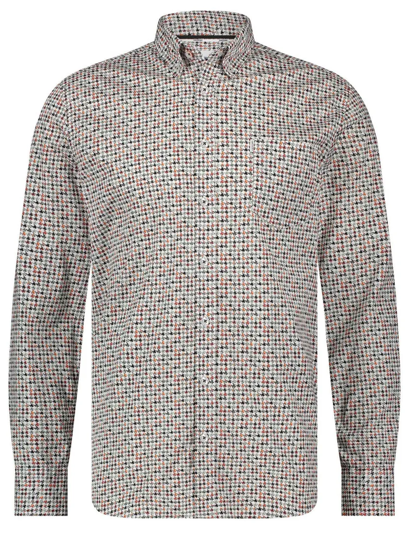 katoenen overhemd State of Art oranje blauw print