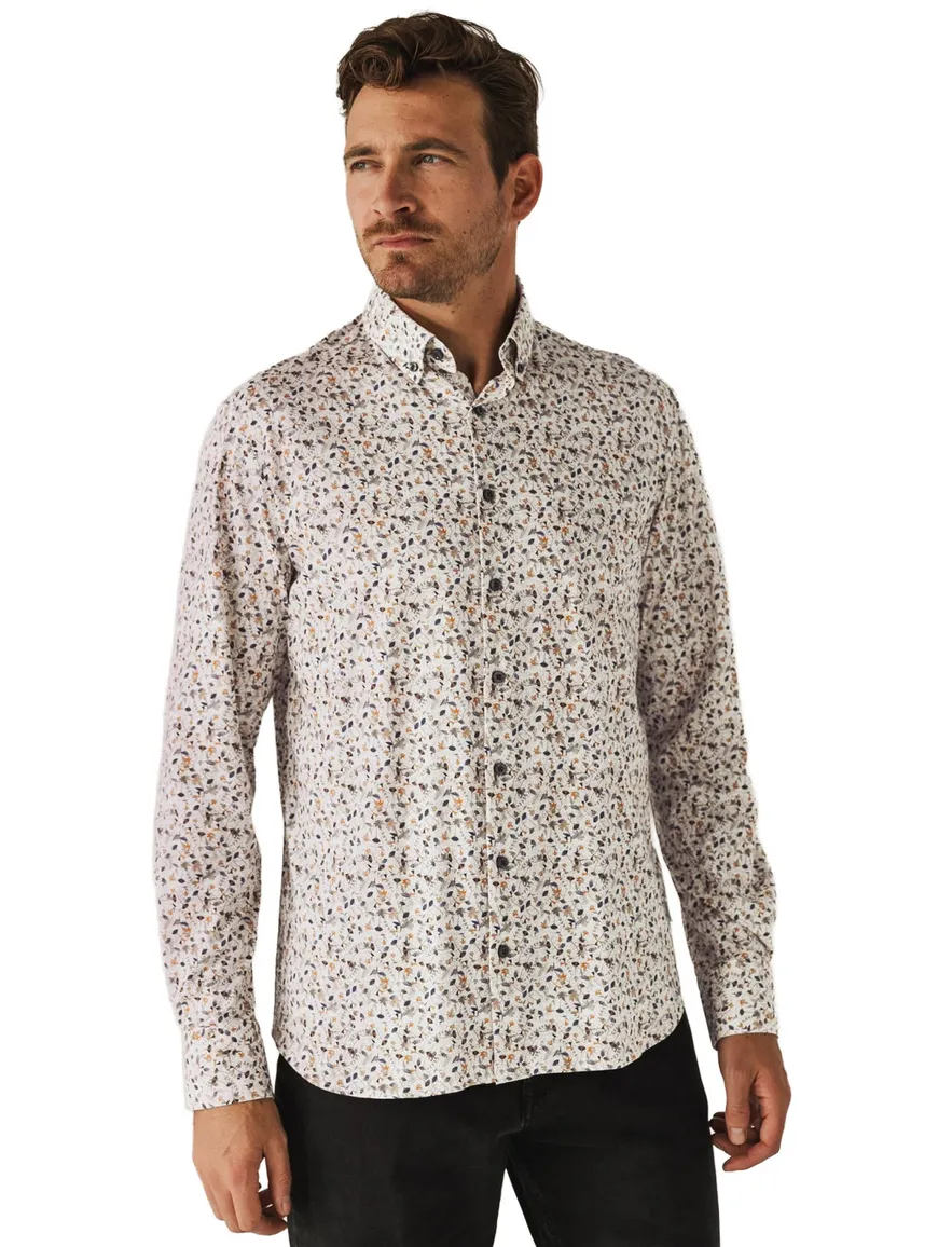 casual overhemd creme State of Art Regular Fit