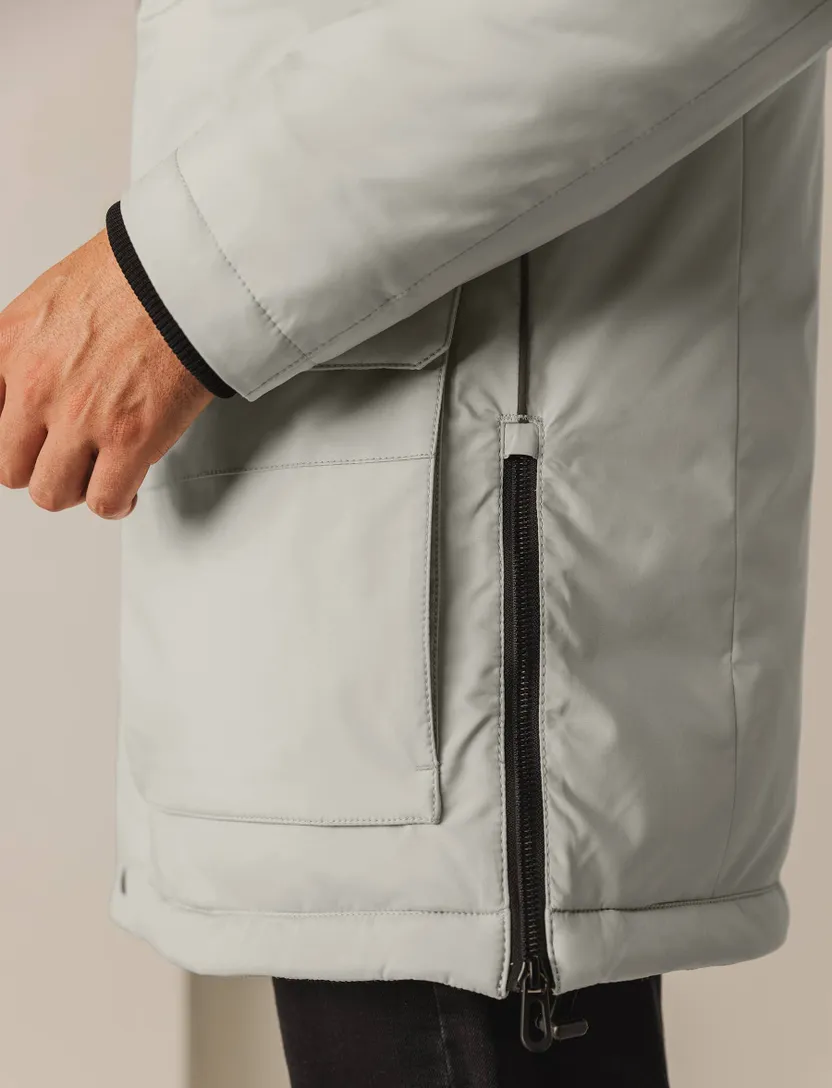 State of Art Regular Fit winterjas grijs met capuchon polyester