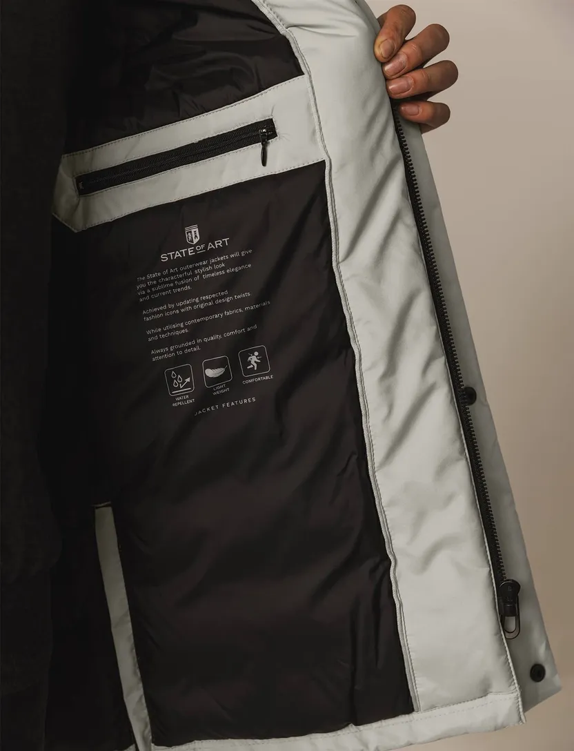 State of Art Regular Fit winterjas grijs met capuchon polyester