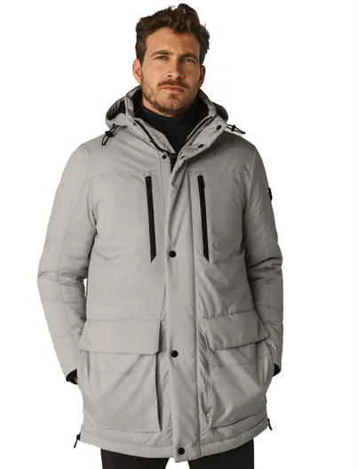 State of Art State of Art Regular Fit winterjas beige dubbele borstzak effen