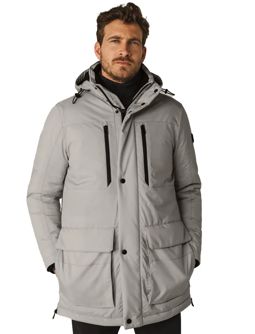 State of Art Regular Fit winterjas grijs met capuchon polyester