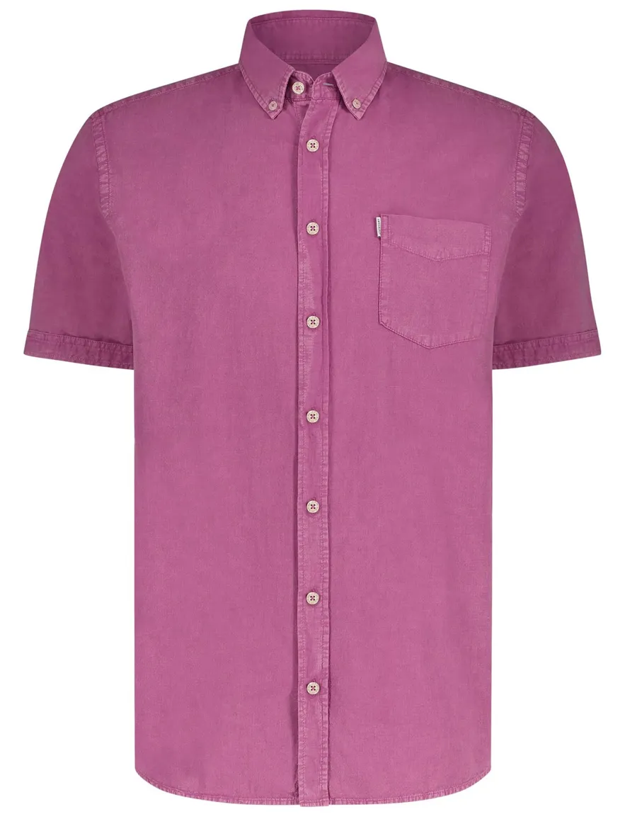 State of Art wijde fit overhemd korte mouw roze effen
