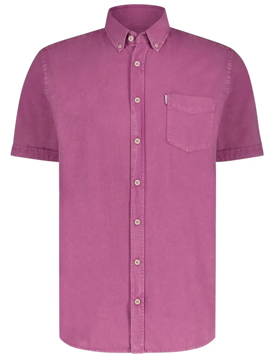 State of Art wijde fit overhemd korte mouw roze effen