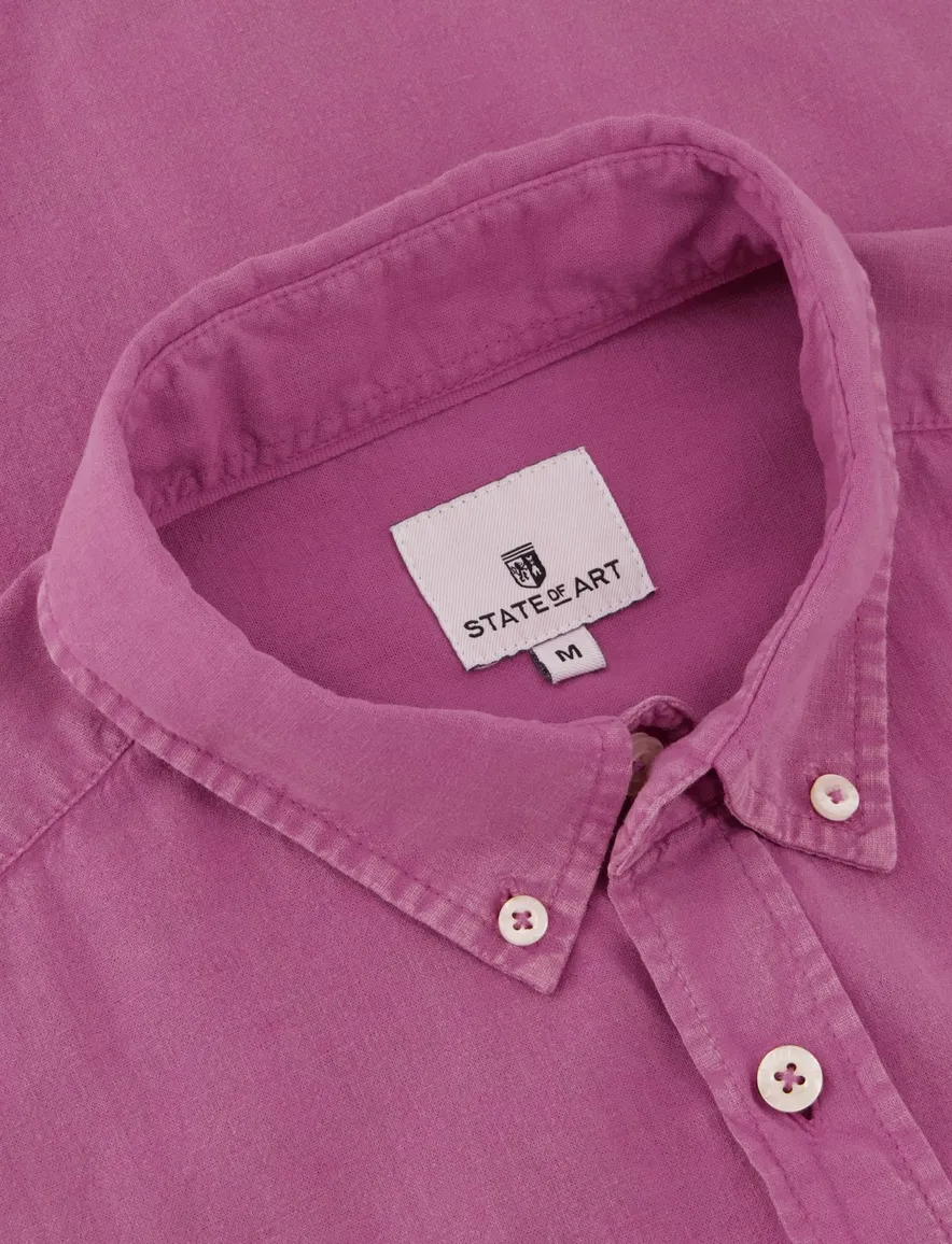 State of Art wijde fit overhemd korte mouw roze effen