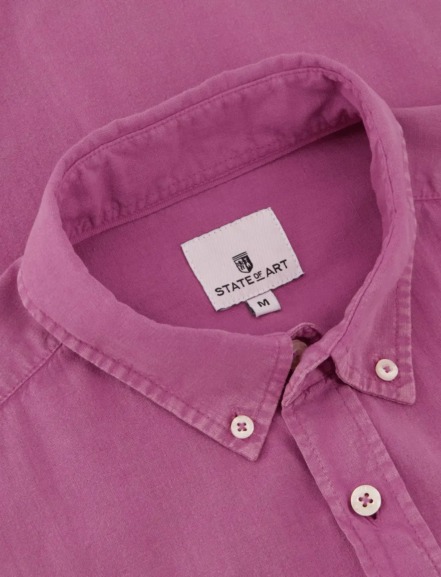 State of Art wijde fit overhemd korte mouw roze effen