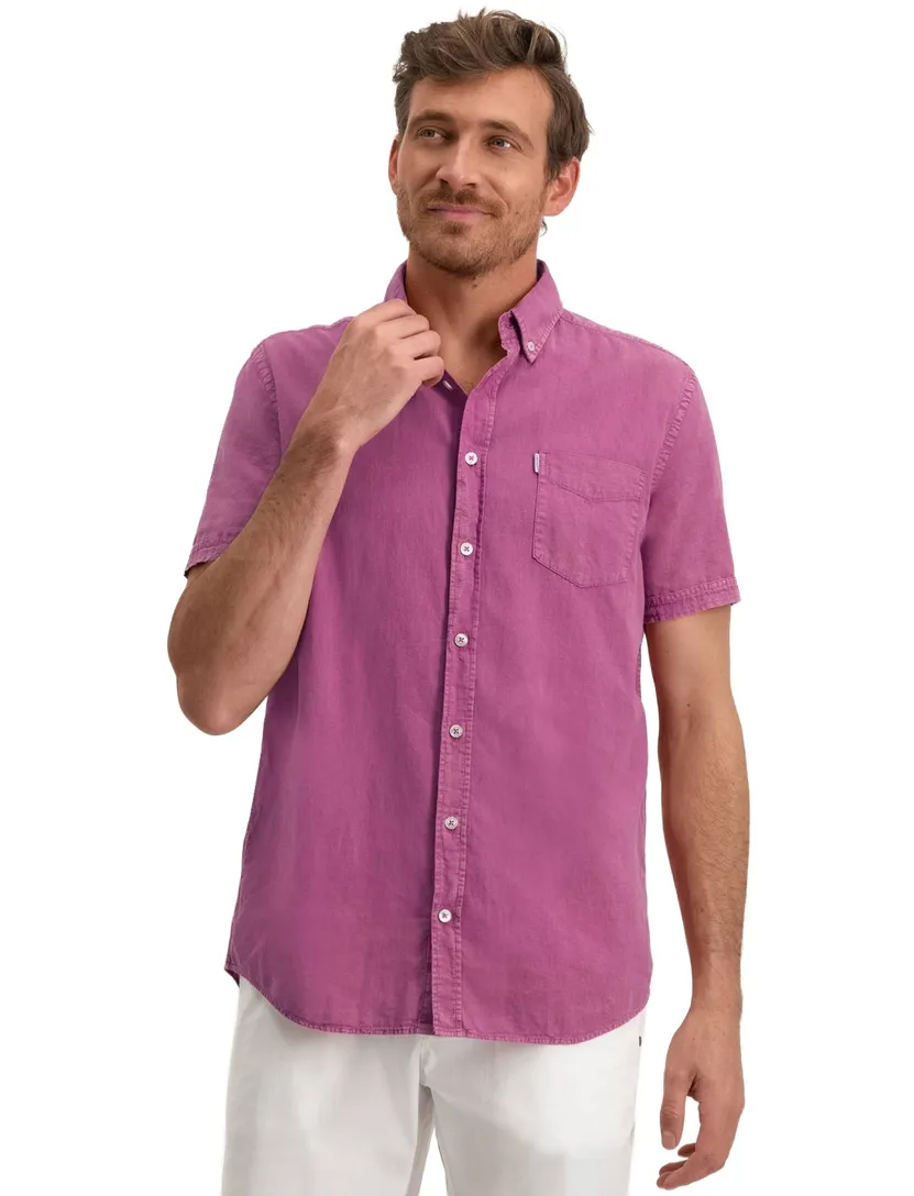 katoenen overhemd korte mouw State of Art wijde fit roze