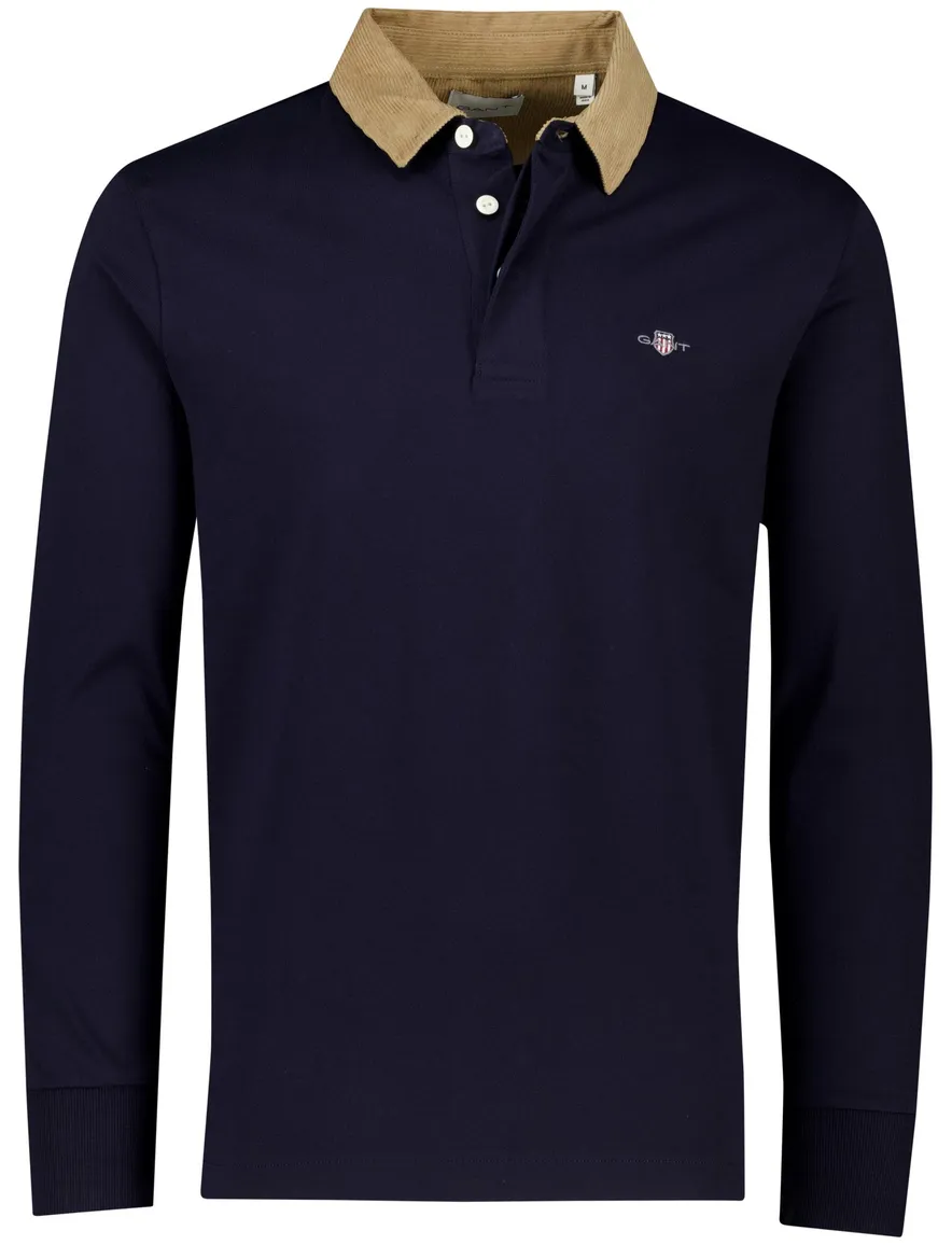Gant trui donkerblauw effen normale fit katoen