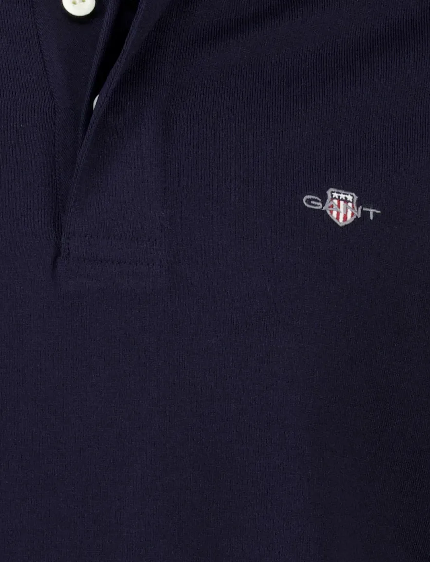 Gant trui donkerblauw effen normale fit katoen
