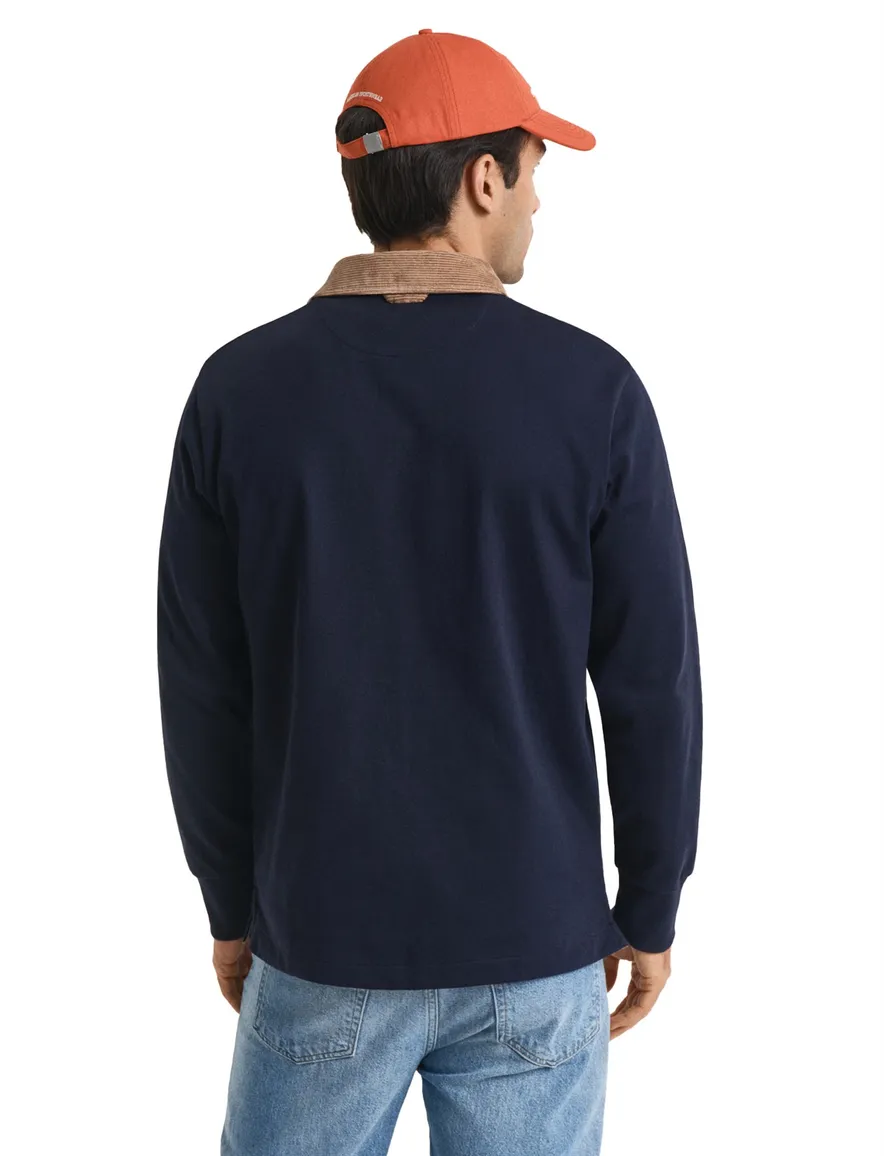 Gant trui donkerblauw effen normale fit katoen