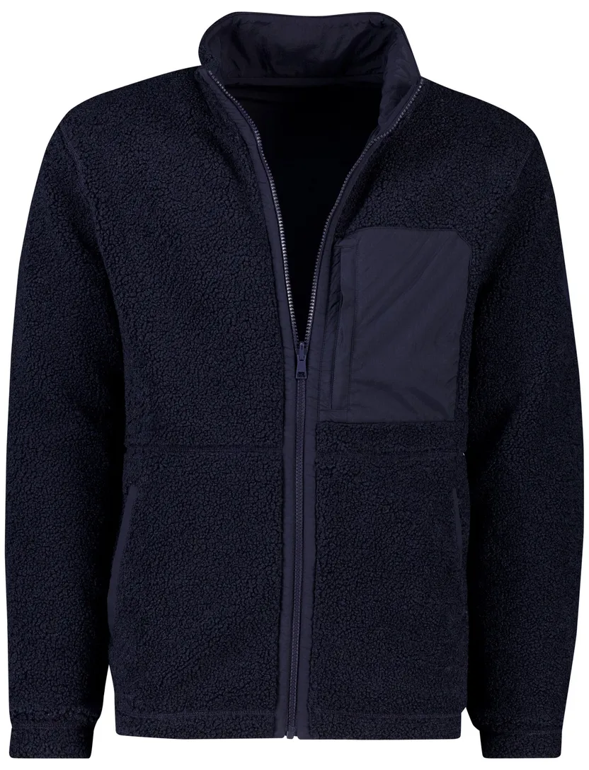 Gant regular fit fleece vest donkerblauw rits
