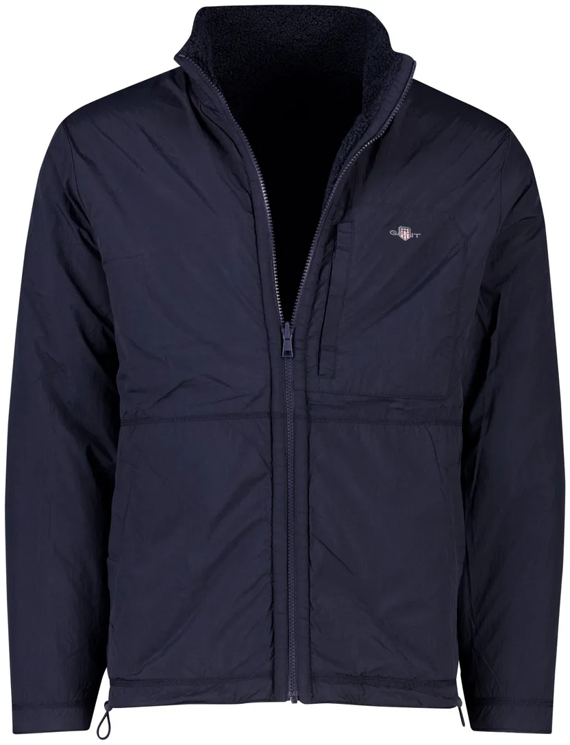 Gant regular fit fleece vest donkerblauw rits