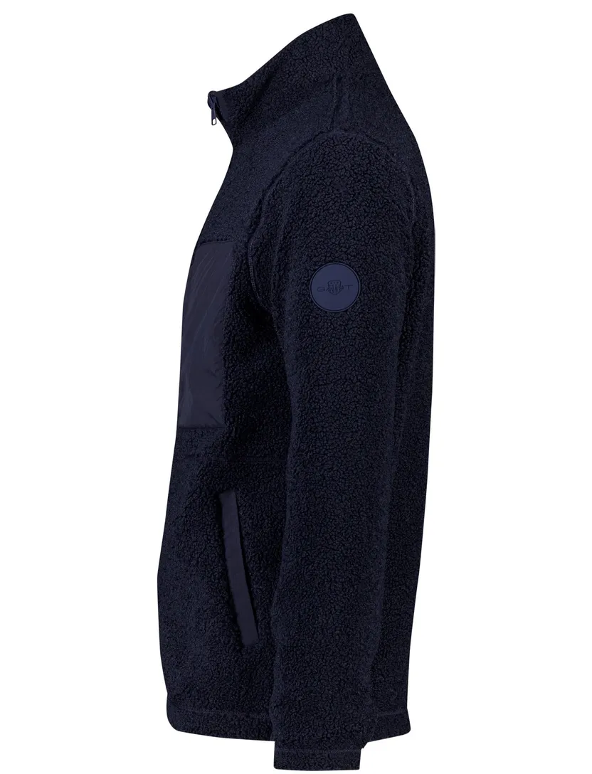 Gant regular fit fleece vest donkerblauw rits