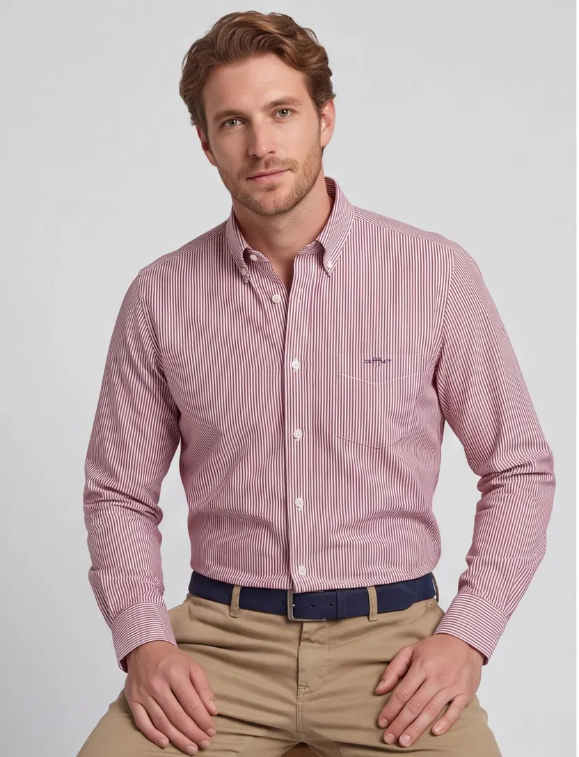 Gant casual overhemd regular fit rood katoen