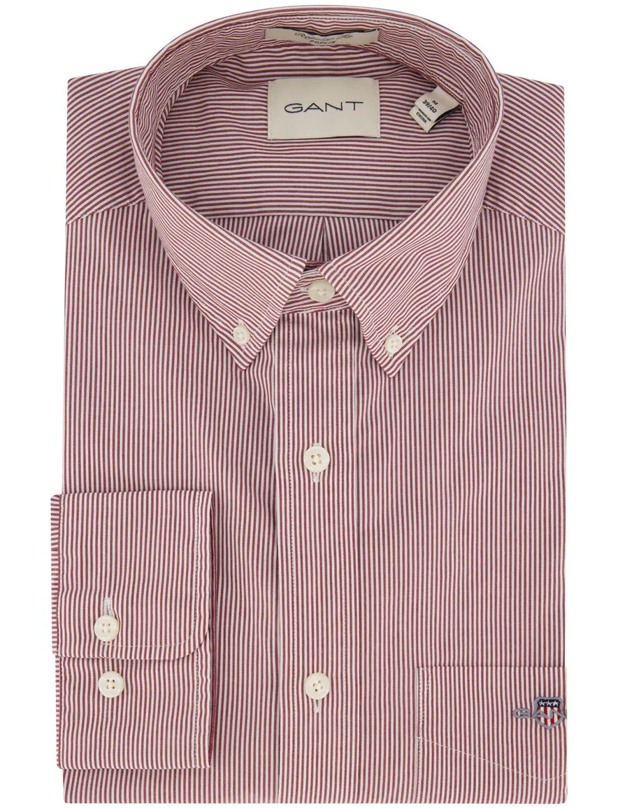 Gant regular fit casual overhemd rood gestreept