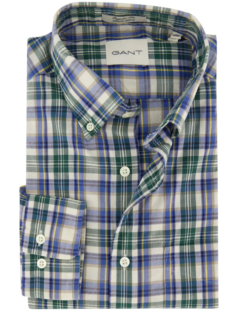 Casual overhemd Gant Regular Fit blauw groen geruit