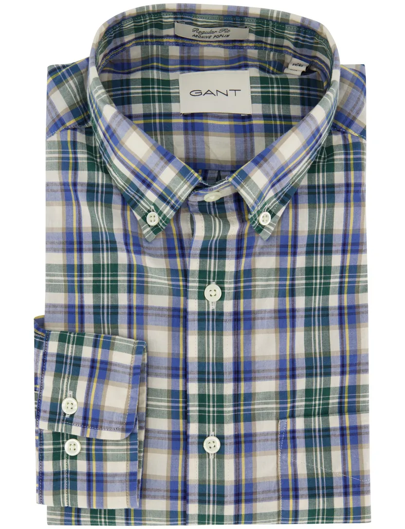 Casual overhemd Gant Regular Fit blauw groen geruit